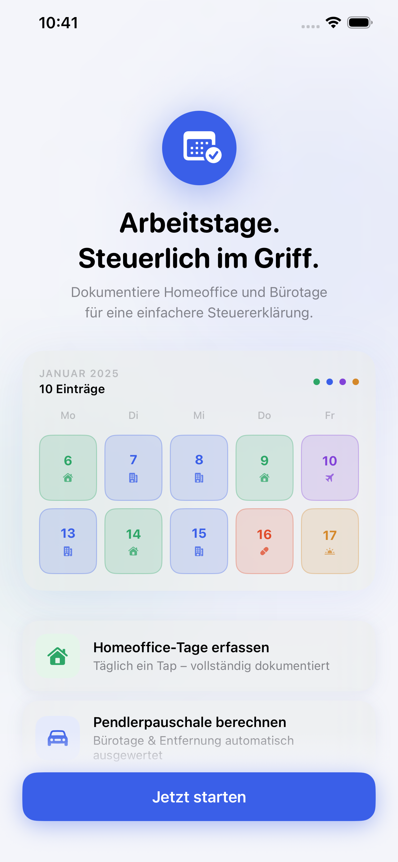 Office Check App – Kalenderübersicht